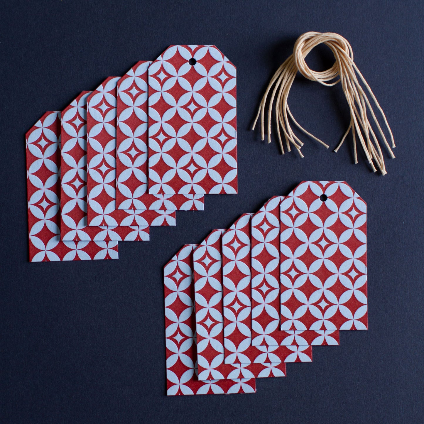 Star Pattern Red/Blue Letterpress Gift Tags